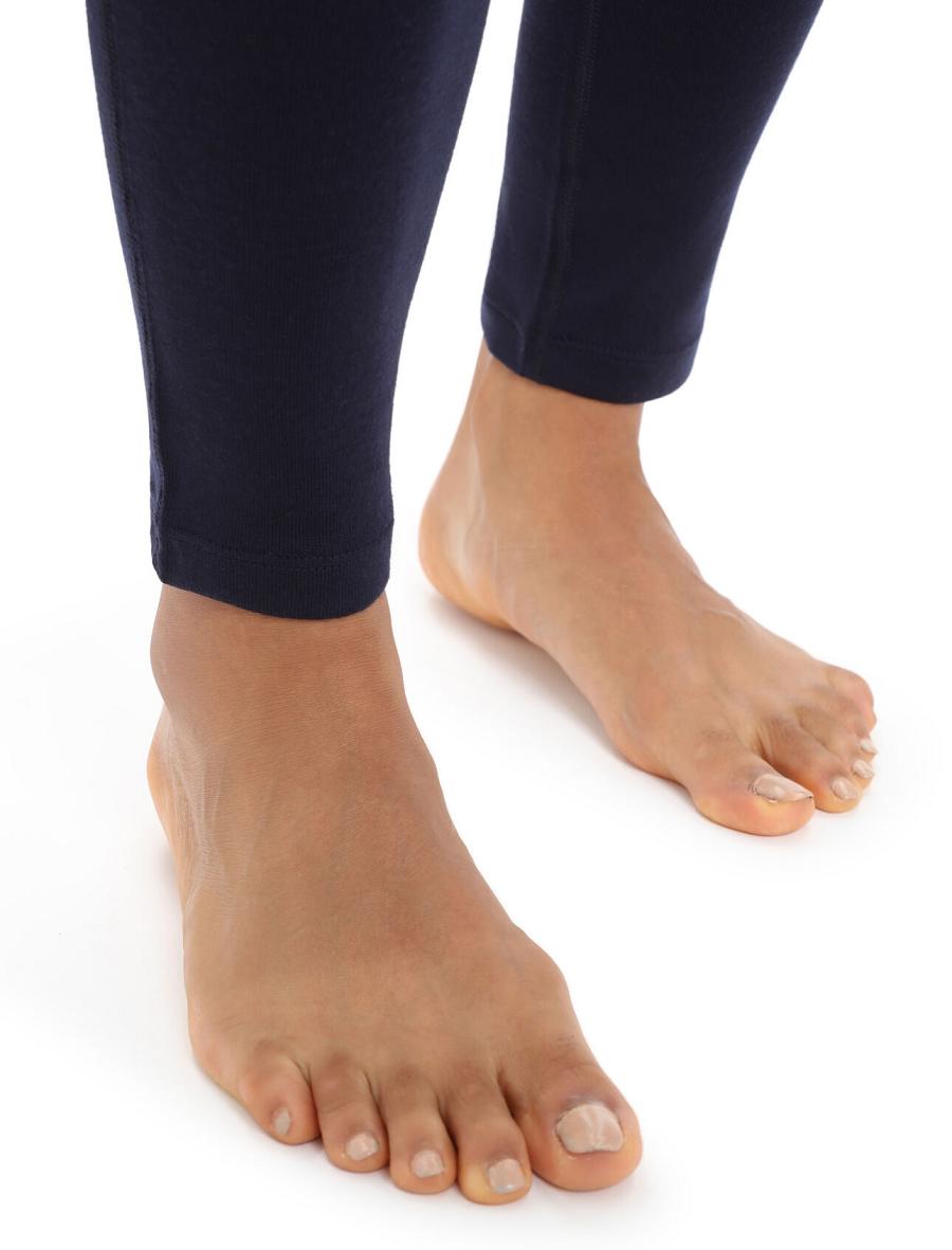 Women's Icebreaker Merino 260 Tech Thermal Leggings Base Layers Midnight Navy | CA 1023UZGT